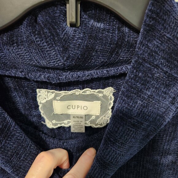 CUPIO NEW Women's Navy Blue Cowl Neck Long Sleeve Ribbed Pullover Sweater - XL - Picture 2 of 6